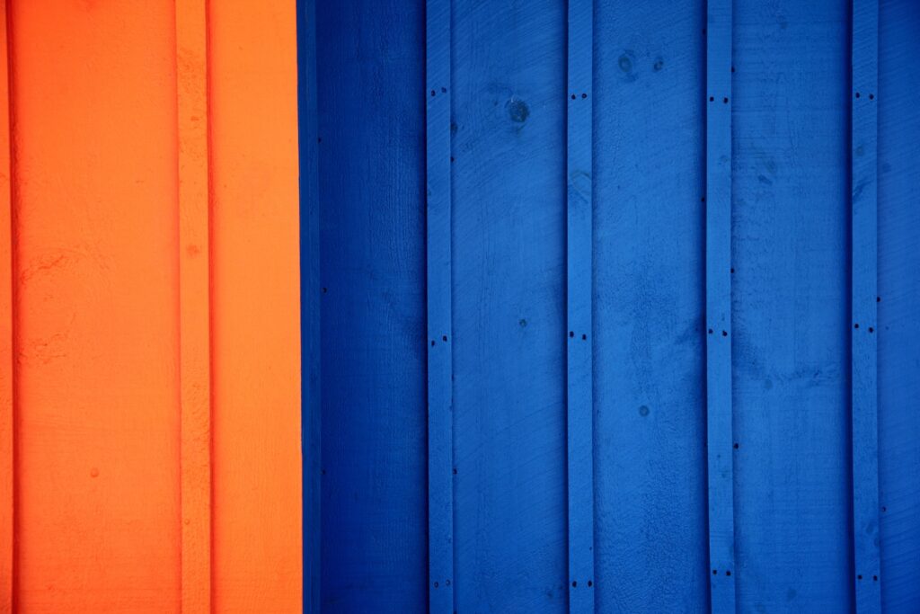 blue and yellow wooden wall