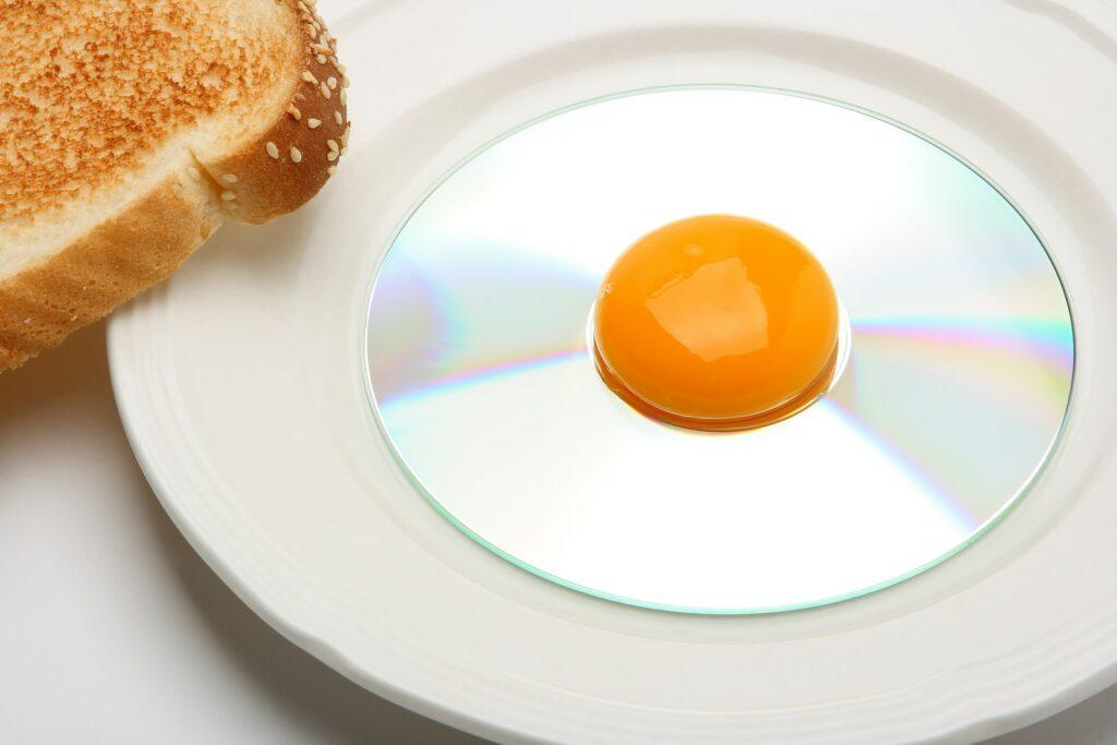 egg yolk on compact disc