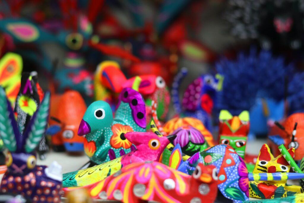 multicolored bird toys lot